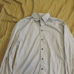 Armani Collezioni Shirt Mens Large Gray Micro Check Dress Button Up Long Sleeve